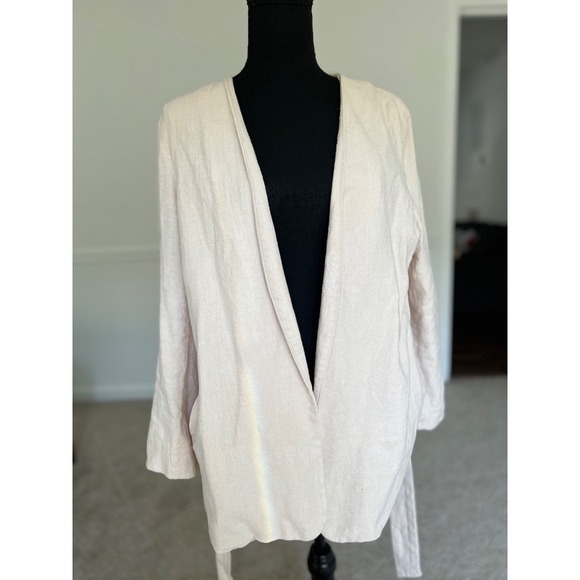 Banana Republic Linen rayon viscose Topper Jacket blazer Front off white Size 12 - Picture 1 of 9